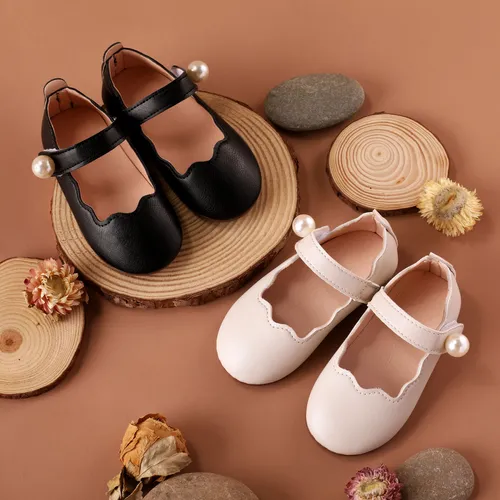 Toddler & Kid Basic Style Fax Pearl Decor Velcro Shoes