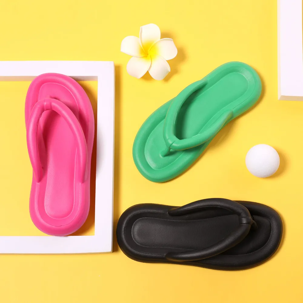 Sense of Stepping on Shit Thick-soled Solid Flip-flops big image 9