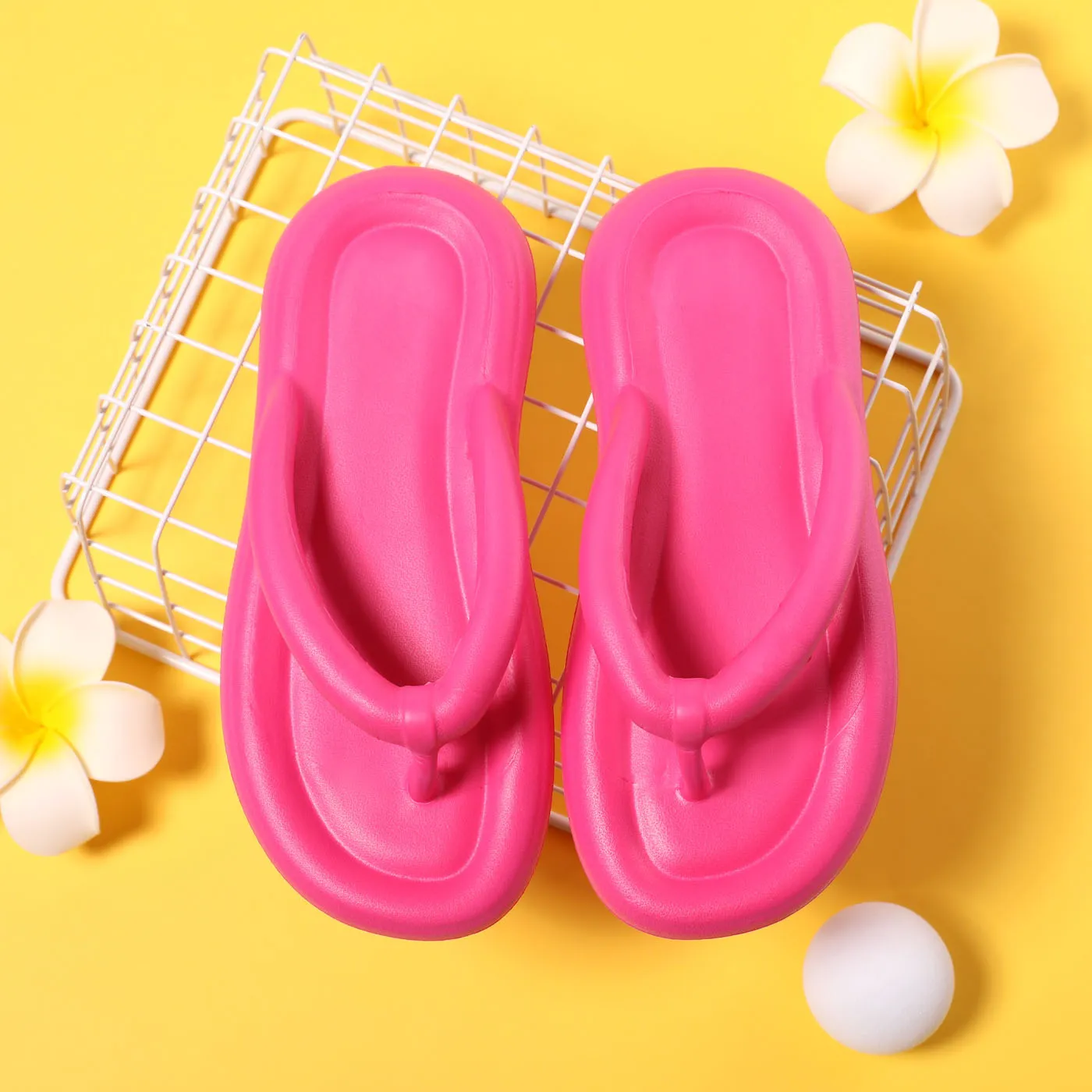 Thick-Soled EVA Flip Flops with Anti-Collision Toe, Soft Fabric and Wear-Resistant Sole Hot Pink