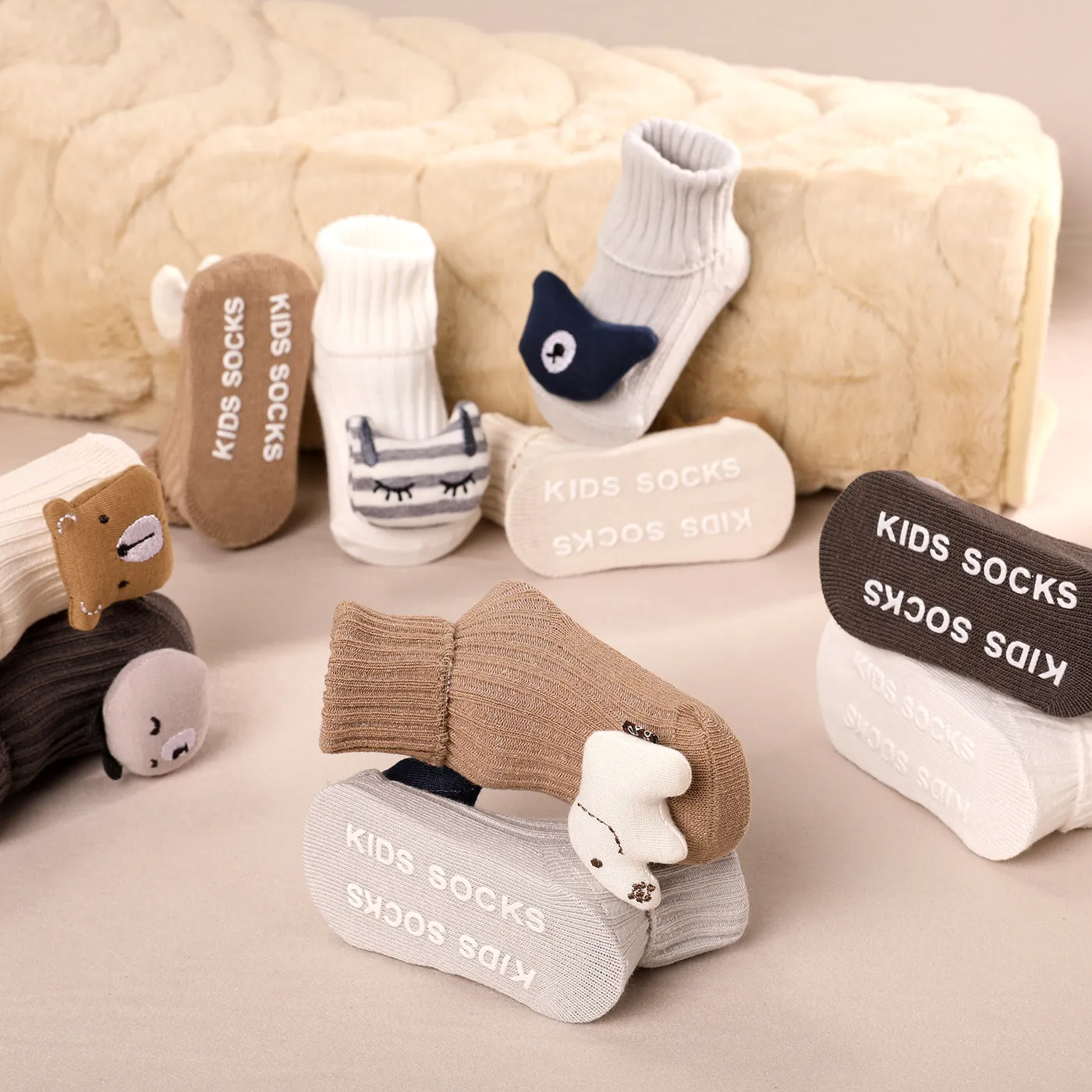 Baby / Toddler 100% Cotton Three-dimensional Cartoon Design Non-slip Ribbed Floor Socks