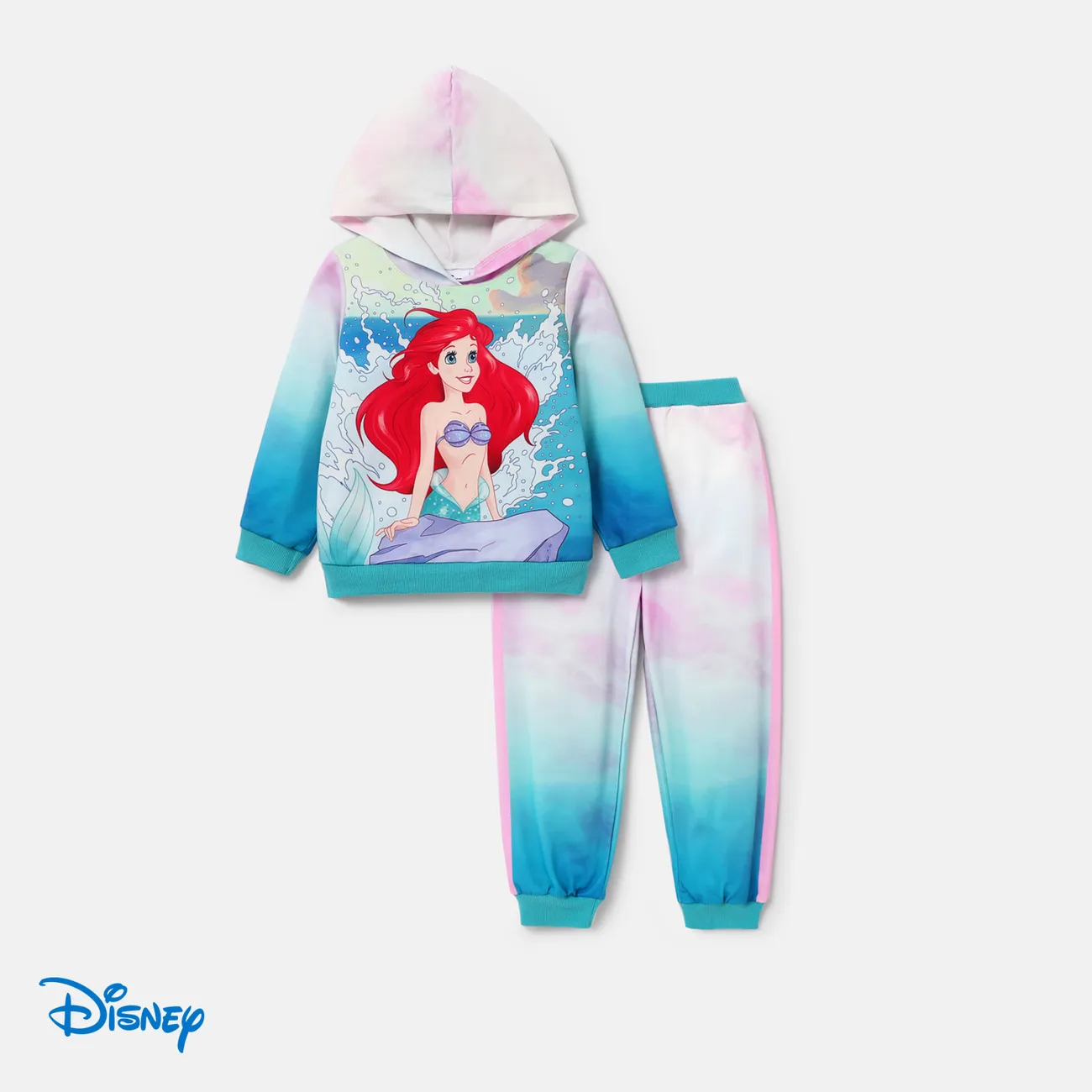 Disney Princess Toddler Girl 2pcs Character Print Long-sleeve Hoodie and Pants Set Multi-color big image 1