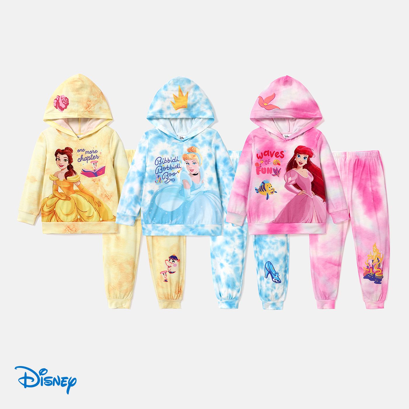 迪士尼公主幼兒/兒童女孩 2 件字元印花長袖上衣和褲子套裝