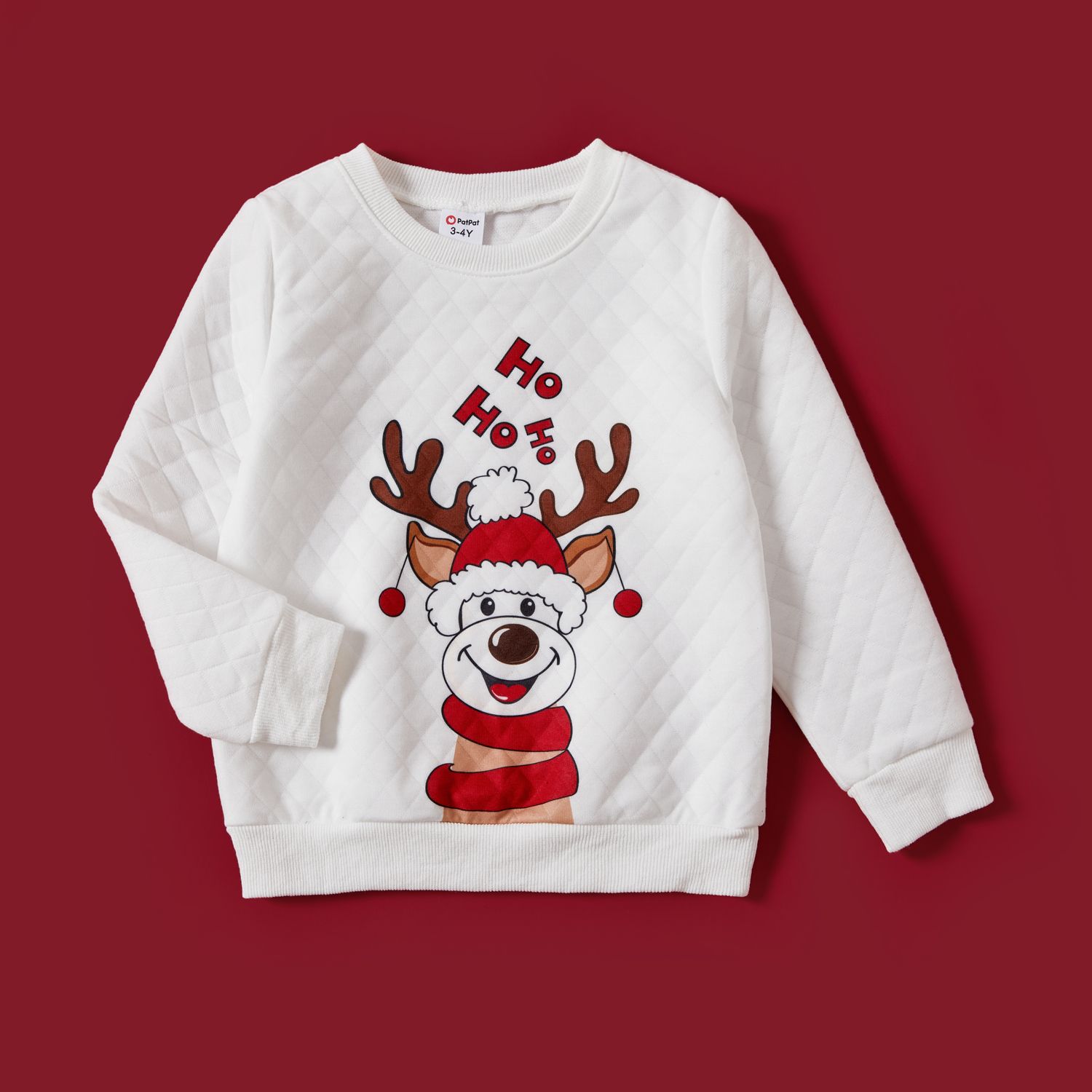 Christmas Family Matching Reindeer Print Long-sleeve Tops