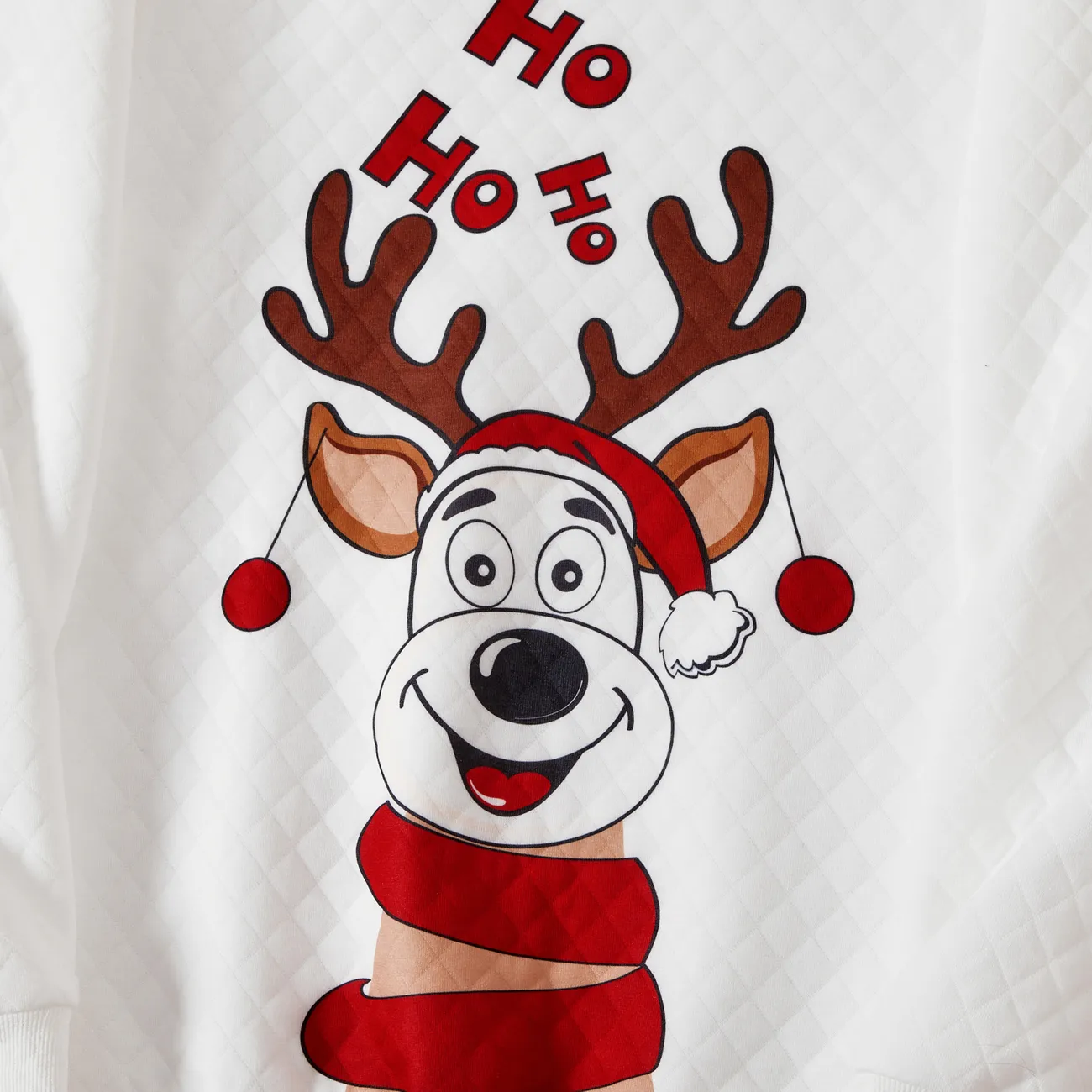 Christmas Family Matching Reindeer Print Long-sleeve Tops White big image 1