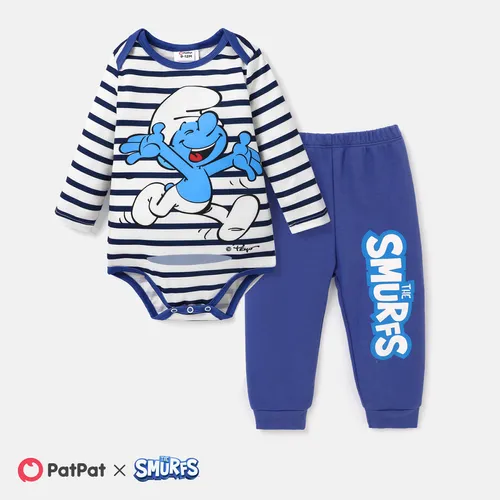 The Smurfs Baby Boy Character Print Long-sleeve Bodysuit and Pants Set