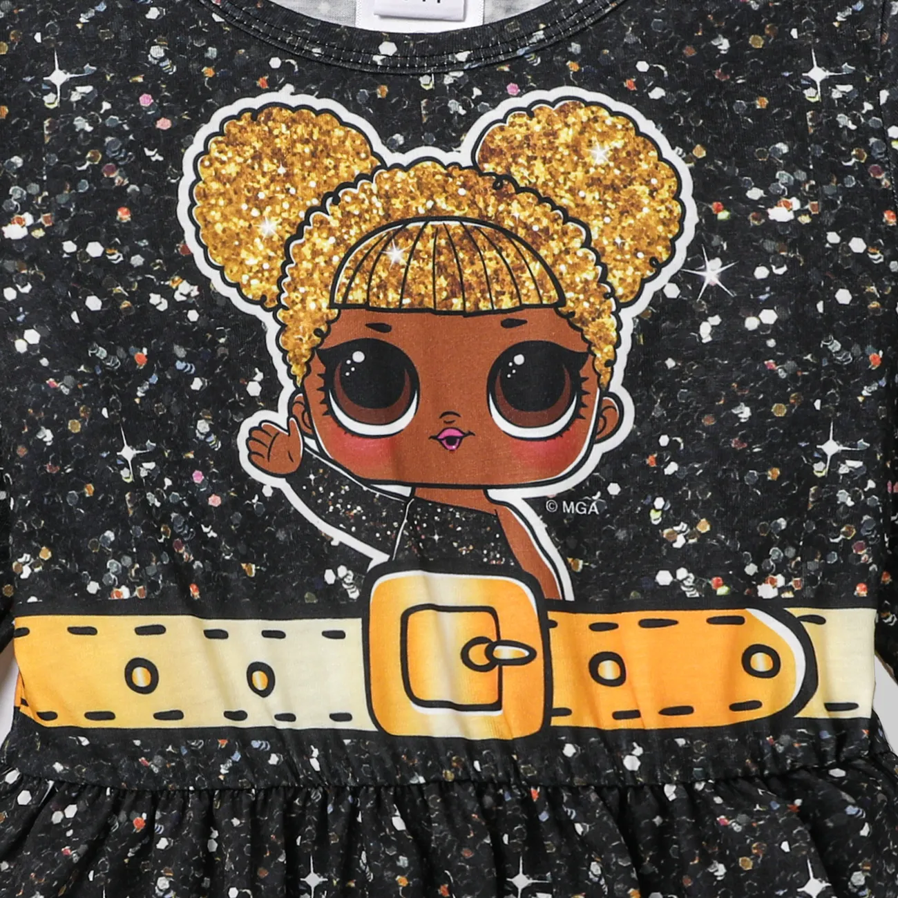 L.O.L. SURPRISE! Toddler/Kid Girl Letter & Character Print Long-sleeve Dress Black big image 1
