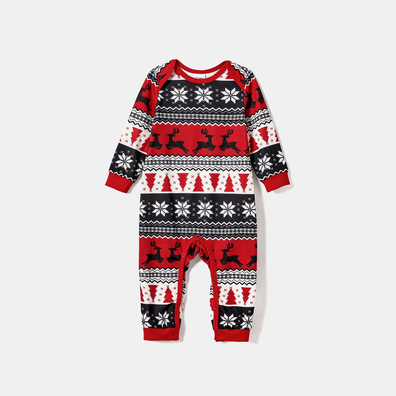 Christmas Letter & Bear Print Raglan-sleeve top and Pants Family Matching Pajamas Sets (Flame Resistant) big image 1
