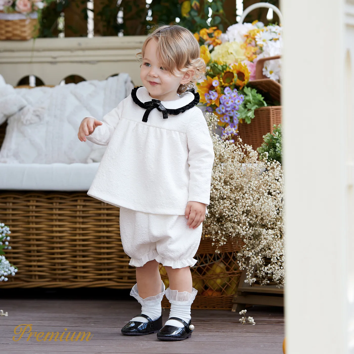 2pcs Medium Thick Elegant Ruffle Edge Babygirl Sets for Regular Wear White image 6