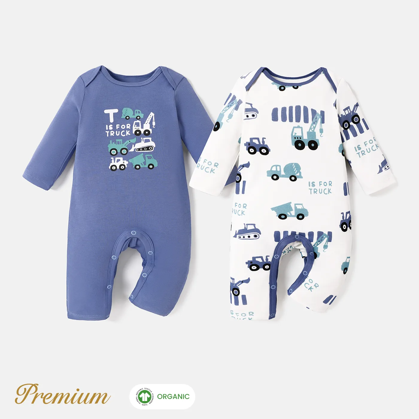 2 unidades Bebé Menino Infantil Manga comprida Macacão Azul big image 1