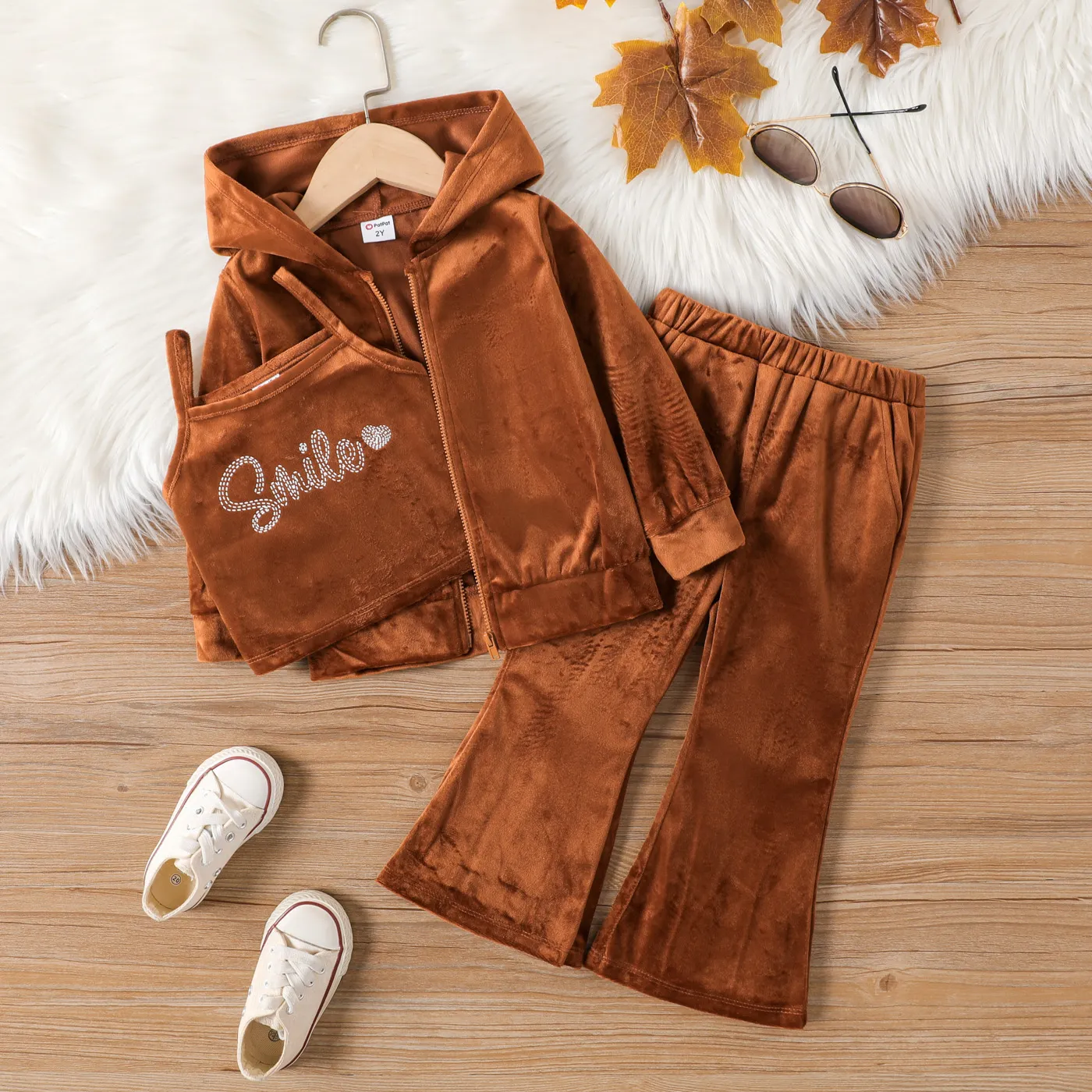 3PCS Toddler Girl Avant-garde Letter Hooded  Sets