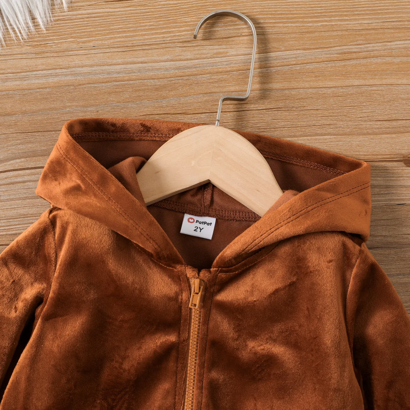 3PCS Toddler Girl Avant-garde Letter Hooded  Sets toddler Brown image 3