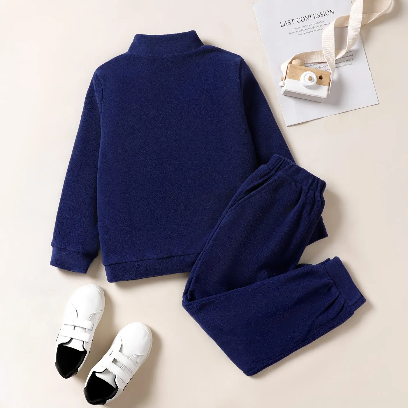 2pcs Kid Boy Trendy Avant-garde Solid Color  Set Azure image 5