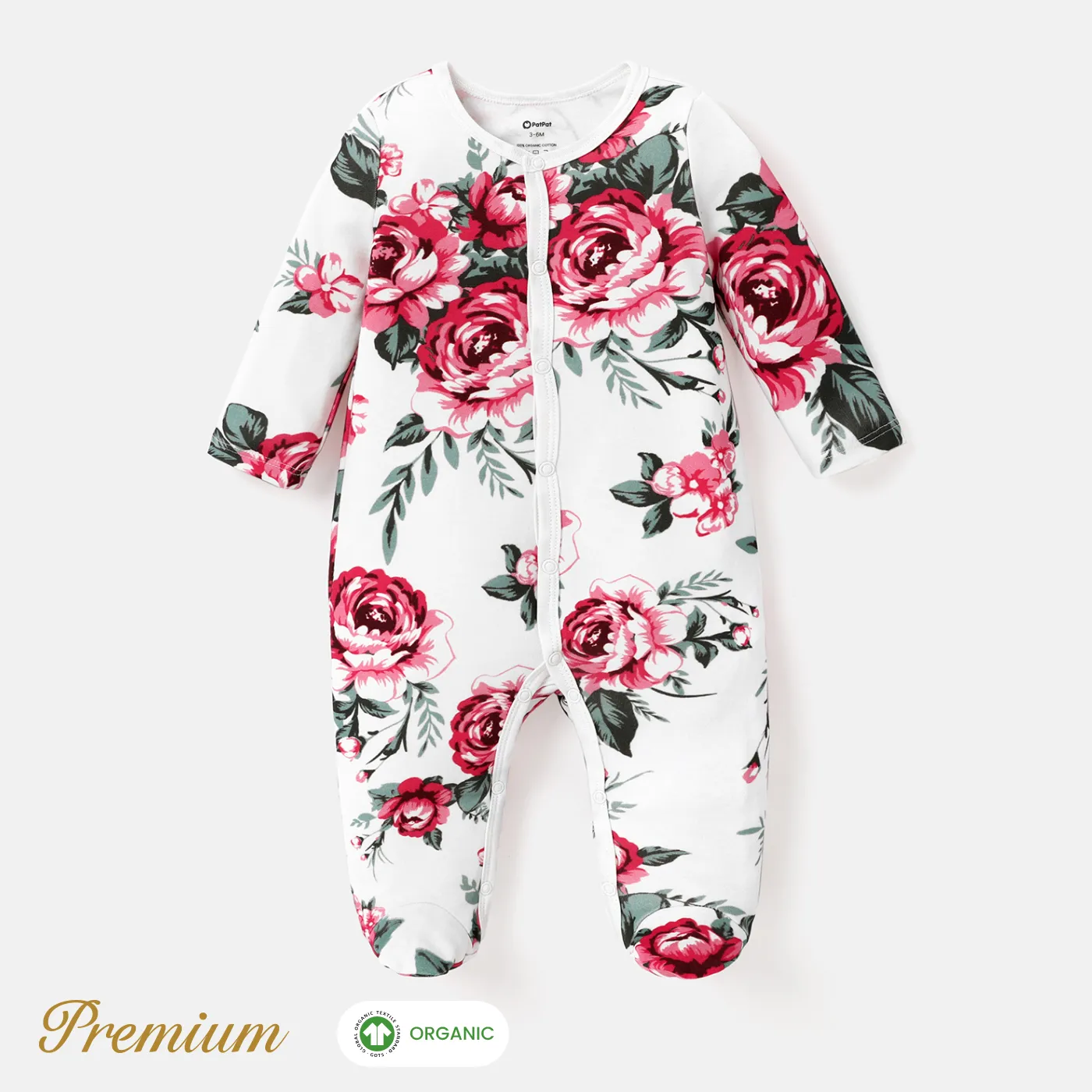 2pcs Organic Cotton Set Sweet Floral Jumpsuit for Baby Girls Pink image 6