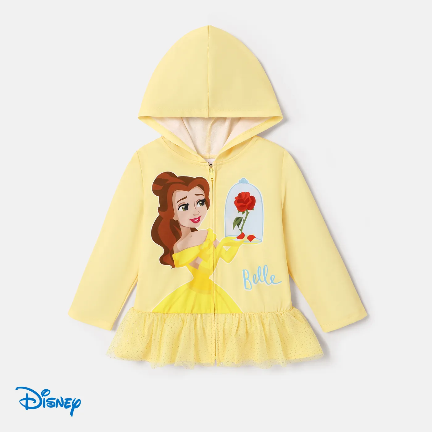 Disney Princess Criança Menina Com capuz Bonito Blusões e casacos Amarelo