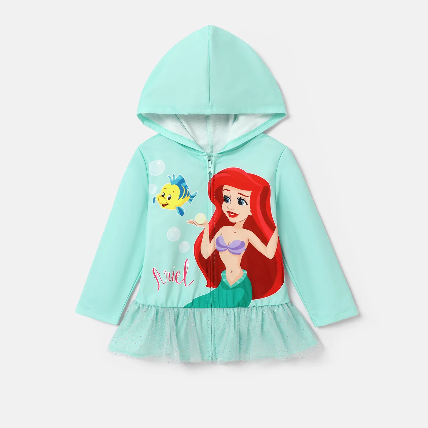 Disney Princess Criança Menina Com capuz Bonito Blusões e casacos Verde