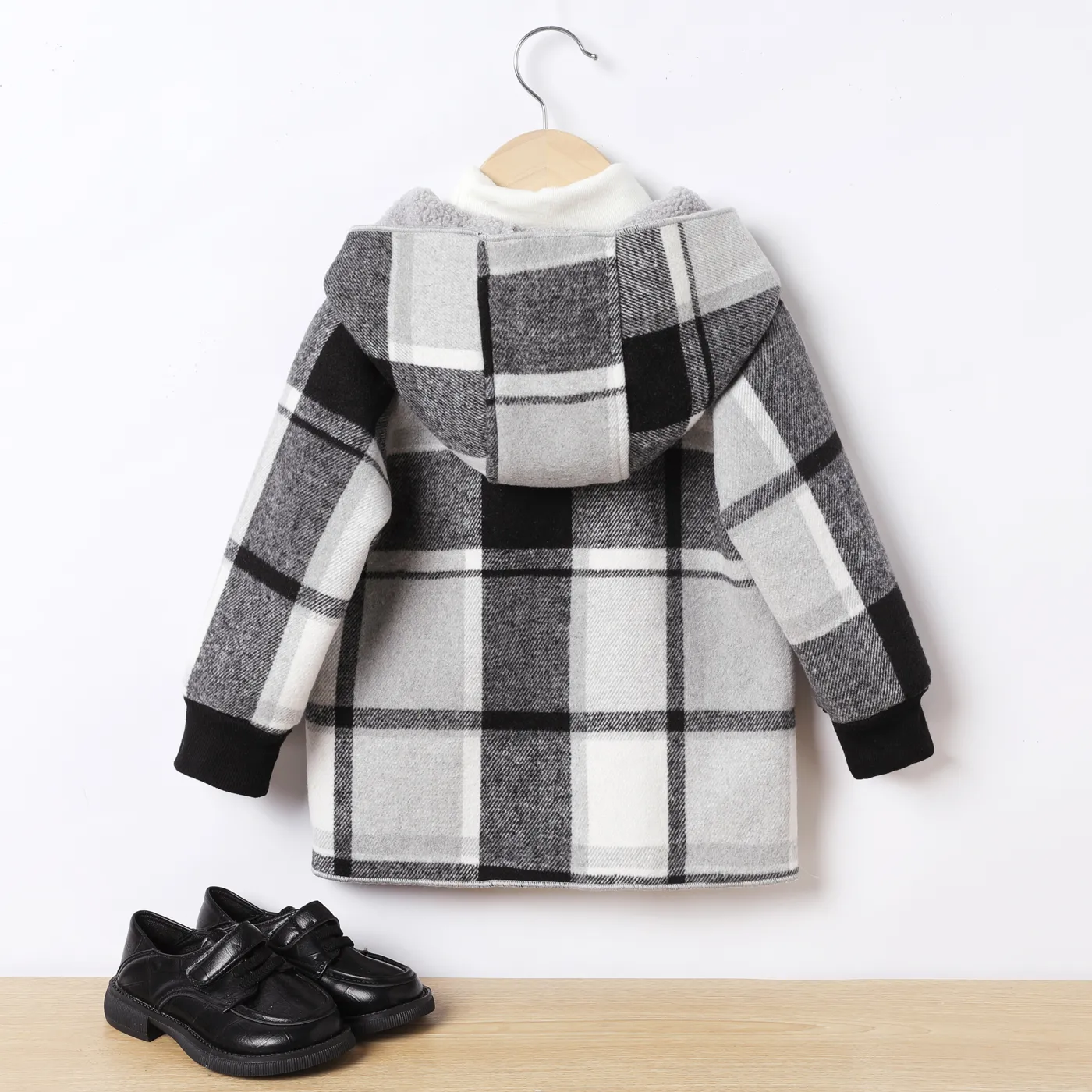 Toddler Boy/Girl Grid Hooded Long Sleeve Coat   image 2