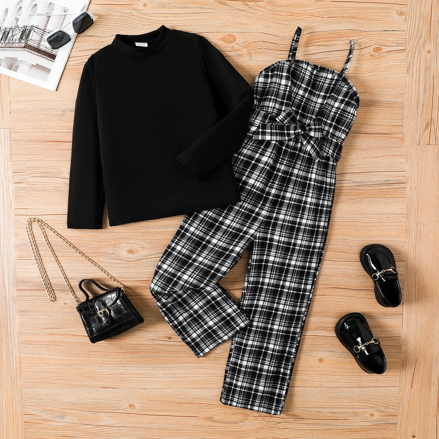 2PCS Avant-garde Grid/Houndstooth  Camisole Set   big image 1
