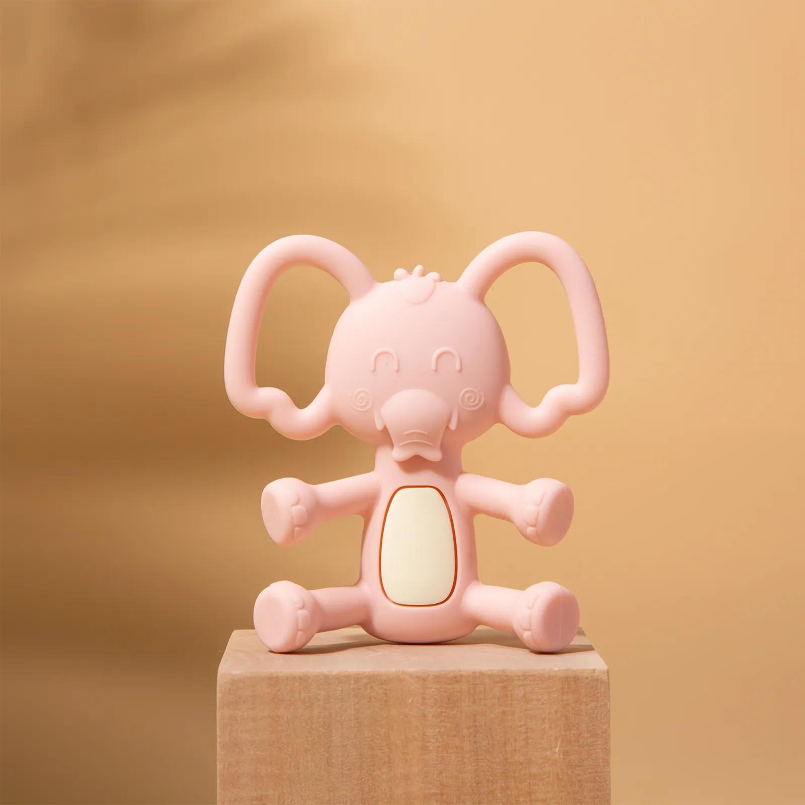 100% Food-Grade BPA-free Baby Elephant Silicone Teething Toy Light Pink big image 1