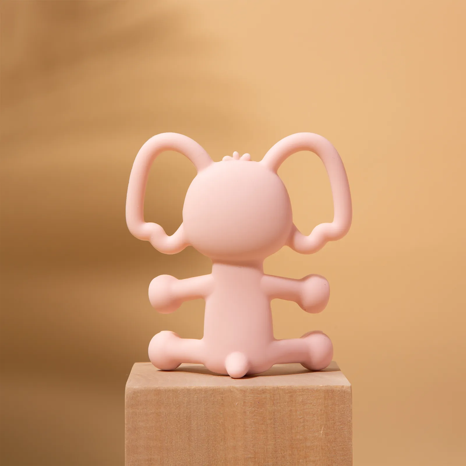 100% Food-Grade BPA-free Baby Elephant Silicone Teething Toy Light Pink image 2