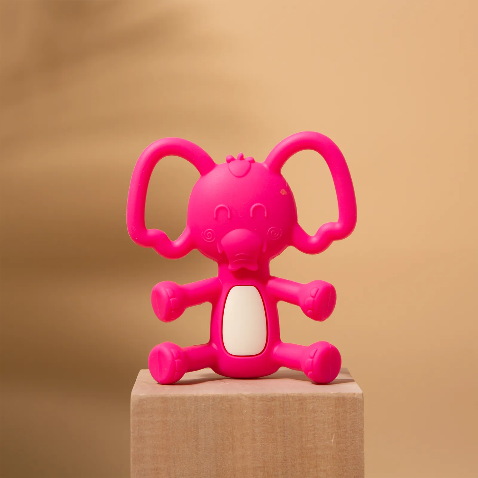 100% Food-Grade BPA-free Baby Elephant Silicone Teething Toy Hot Pink