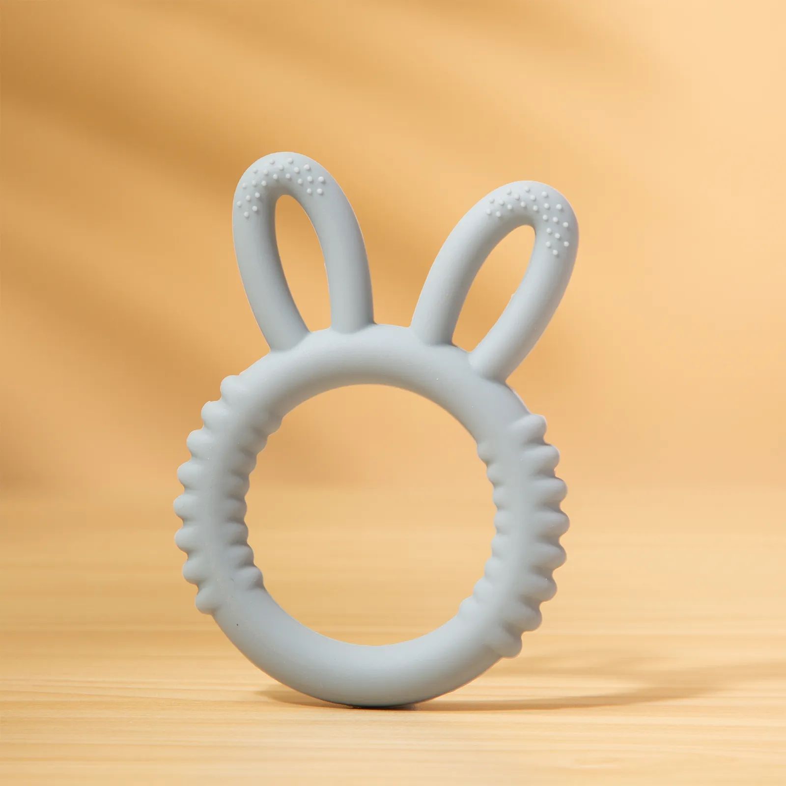 100% Food-Grade Materiais BPA-Free orelhas de coelho silicone Brinquedo de dentição para bebês Azul Claro