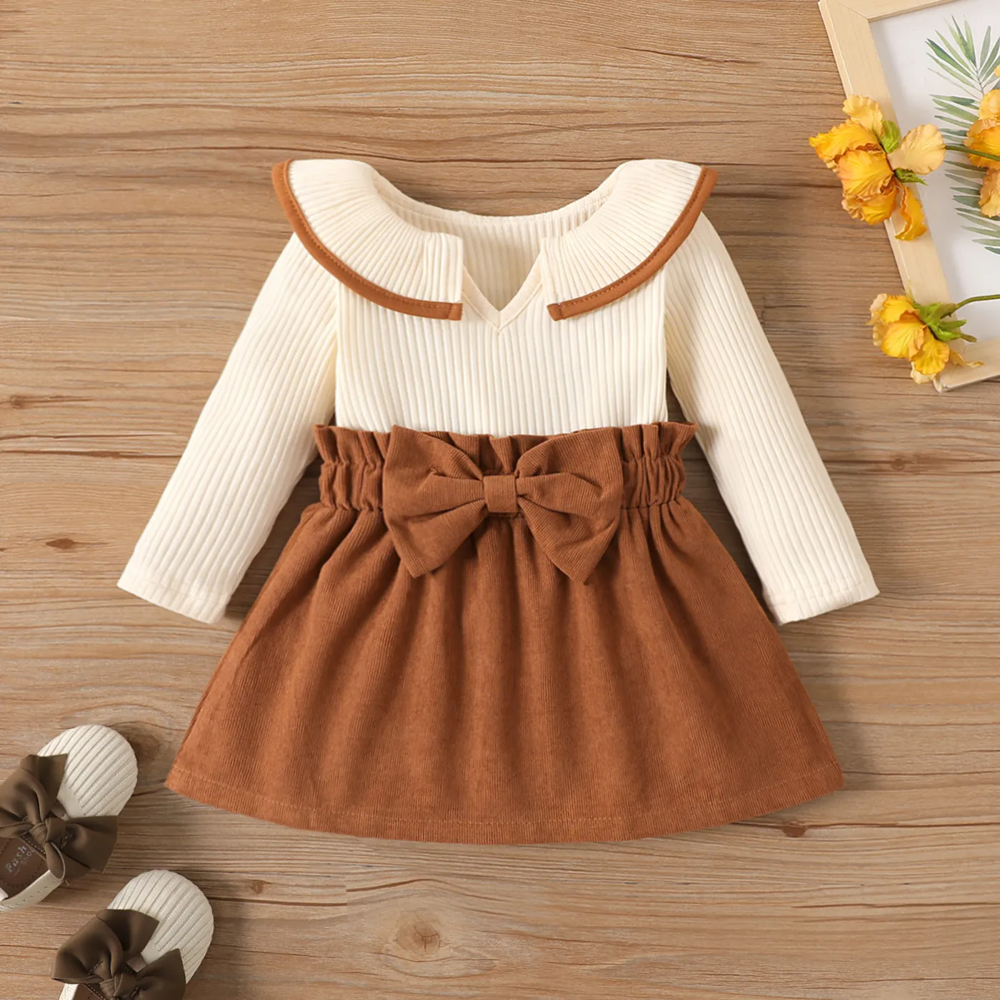 2PCS Baby Girl Sweet Hyper-Tactile 3D Design  Long Sleeve Dresses/Suit-dress 