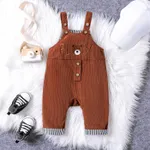 Baby Boy Bear Pattern Jumpsuit with Hanging Strap  Brown