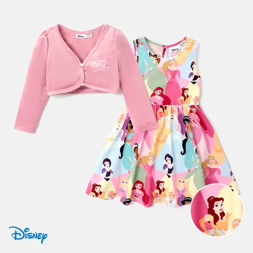 Disney Princess Toddler Girl 2pcs Allover Print Tank Dress and Long-sleeve Set