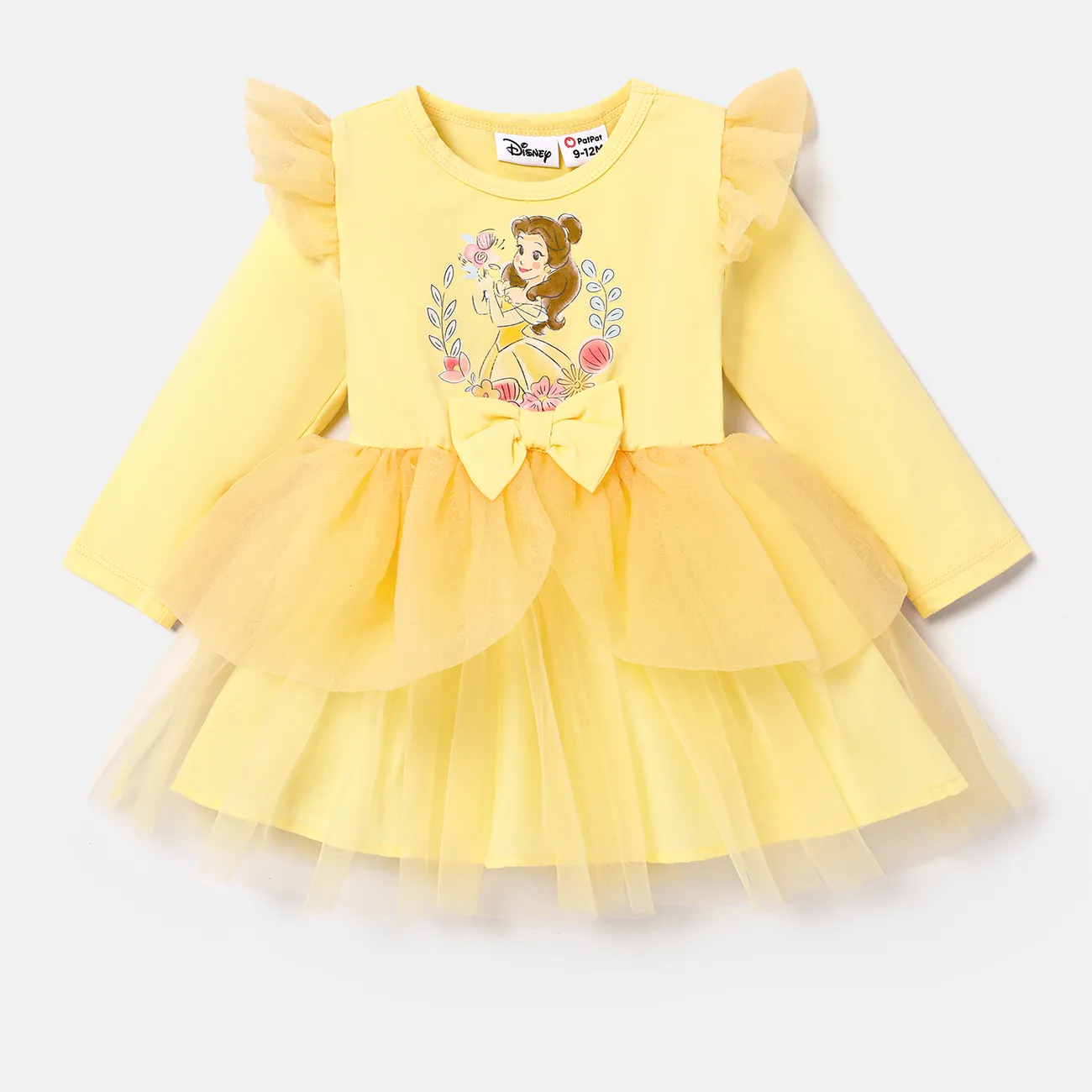 Disney Princess IP Chica Dobladillo irregular Elegante Vestidos Amarillo big image 1