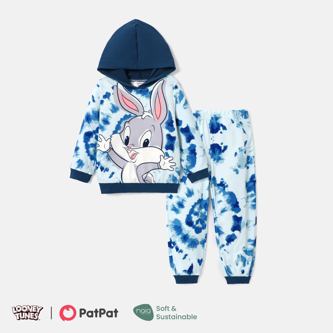 Looney Tunes Toddler Girl/Boy 2pcs Naia™ Character Print Long-sleeve Hoodie and Pants Set  Blue