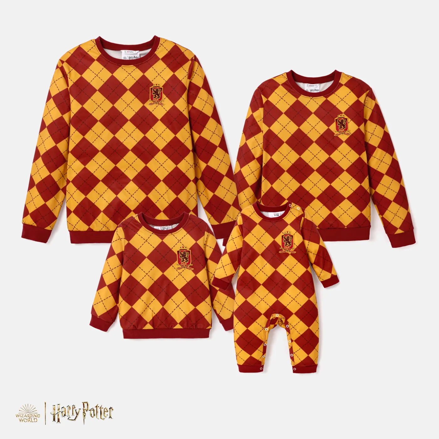 Harry Potter Family Matching Grid Letter Print Long-sleeve Tops