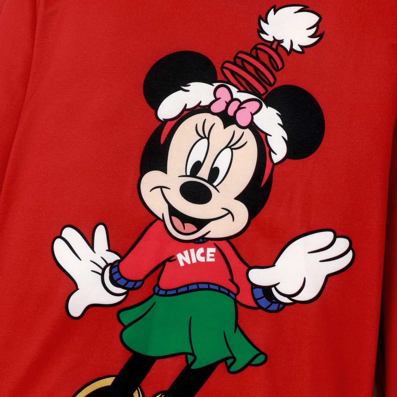 Disney Mickey and Friends بلايزر إطلالة العائلة للجنسين طوق الجولة كم طويل شخصيات الكريسماس أحمر big image 1