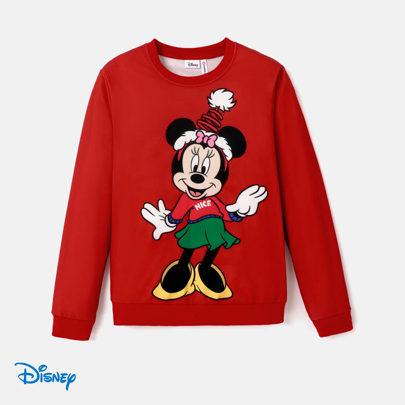 Disney Mickey and Friends بلايزر إطلالة العائلة للجنسين طوق الجولة كم طويل شخصيات الكريسماس أحمر big image 1