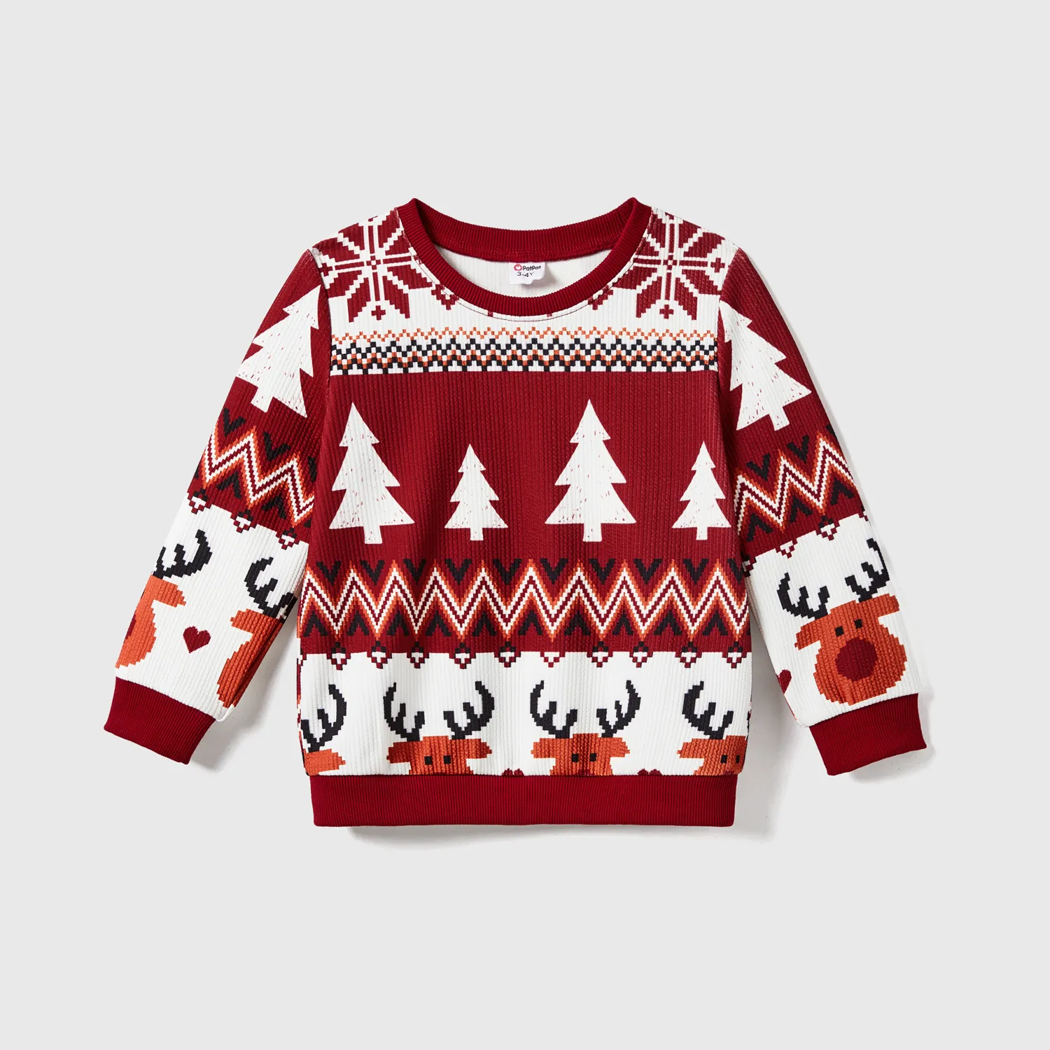 Christmas Family Matching Festival Theme All-over Print Long Sleeve Tops Burgundy image 6