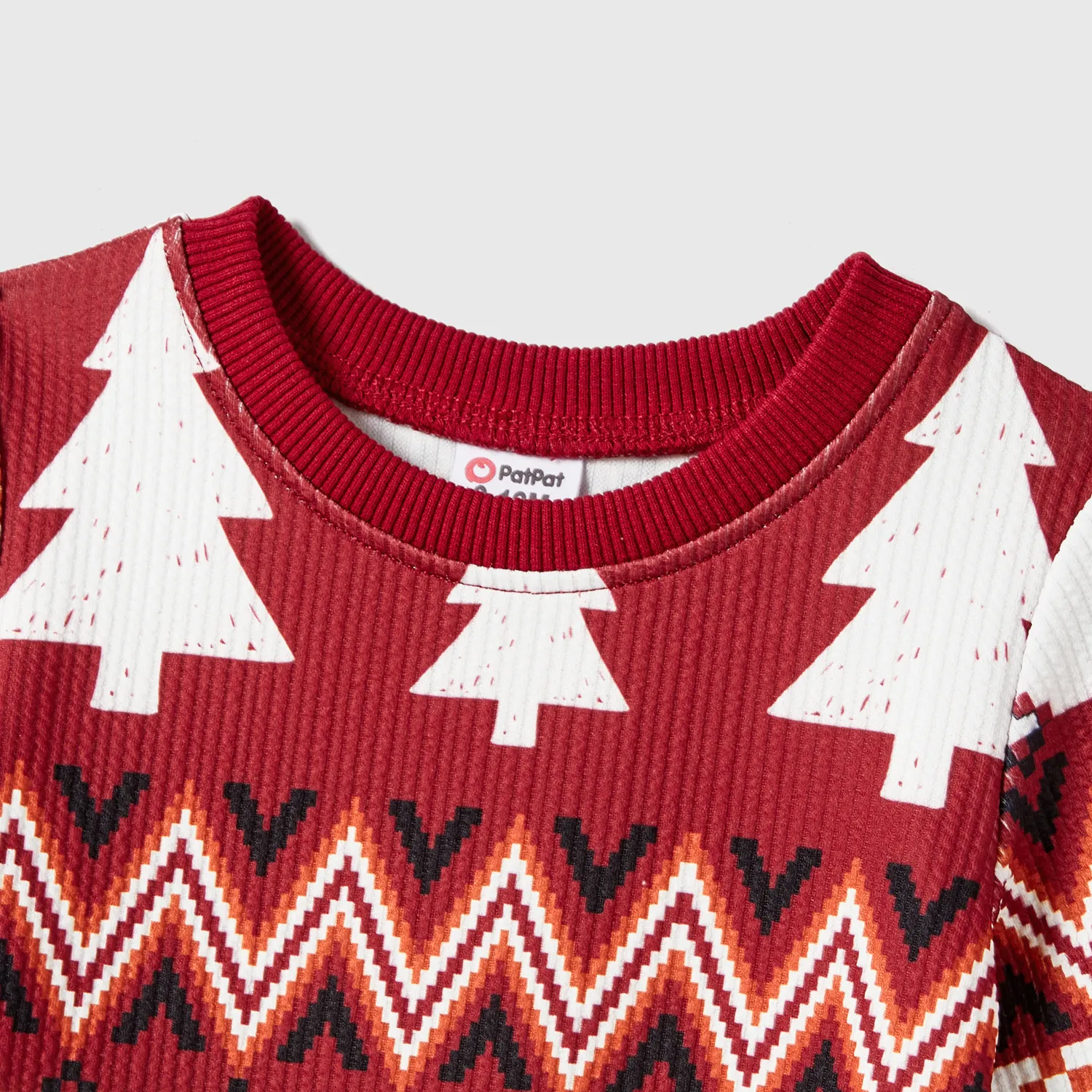 Christmas Family Matching Festival Theme All-over Print Long Sleeve Tops Burgundy image 3