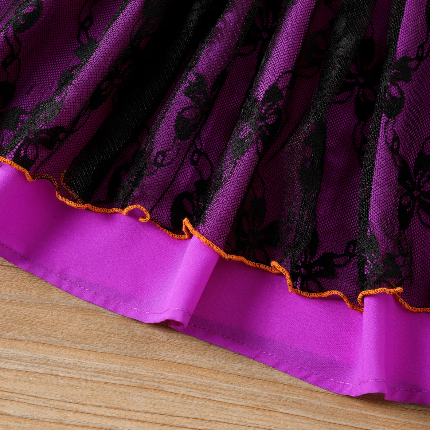 2 PCS Kid Girl Sweet Halloween Pattern Ruffle Edge  Skirt/Dress Set Black image 4