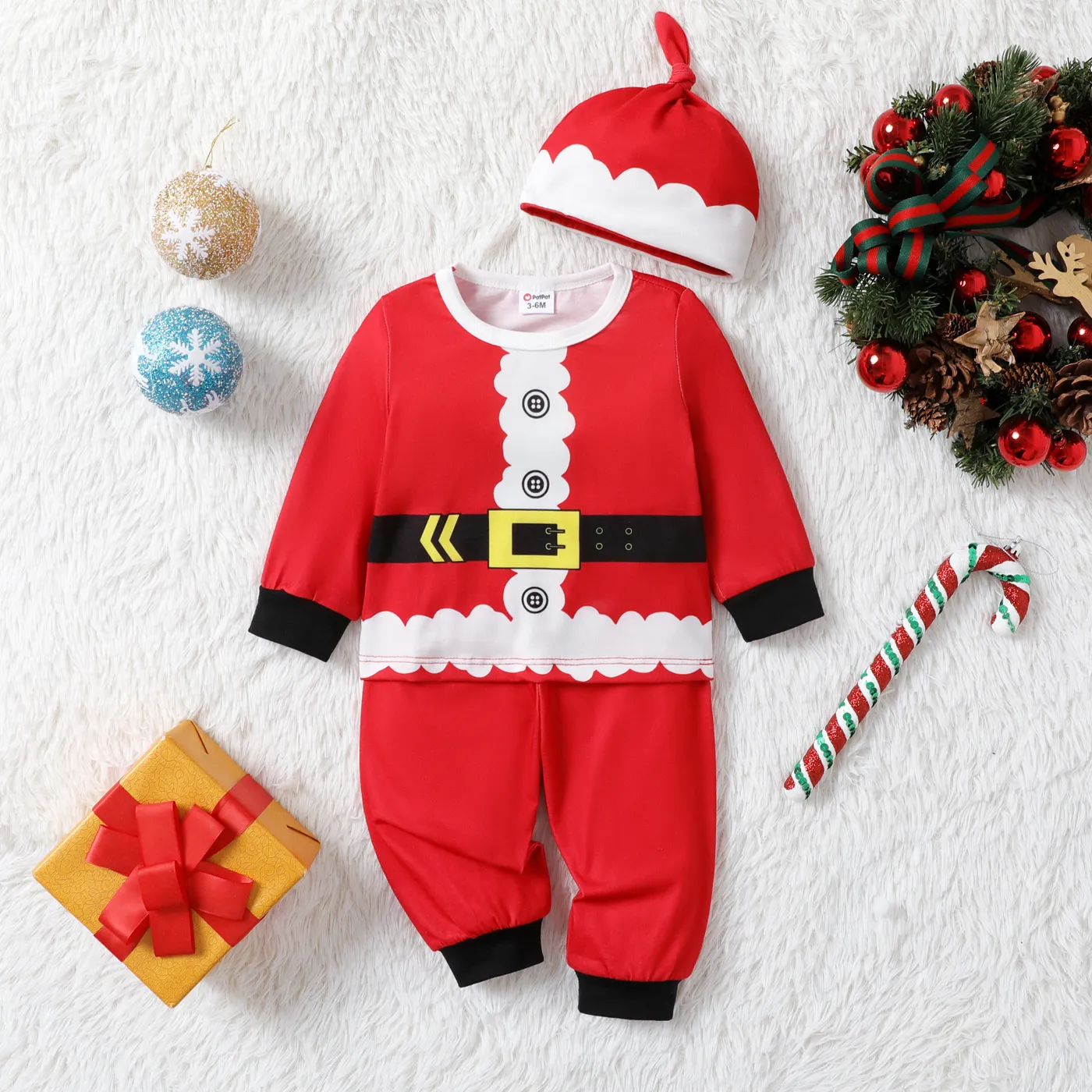 3pcs Baby Boy Christmas Childlike Style Set with Hat