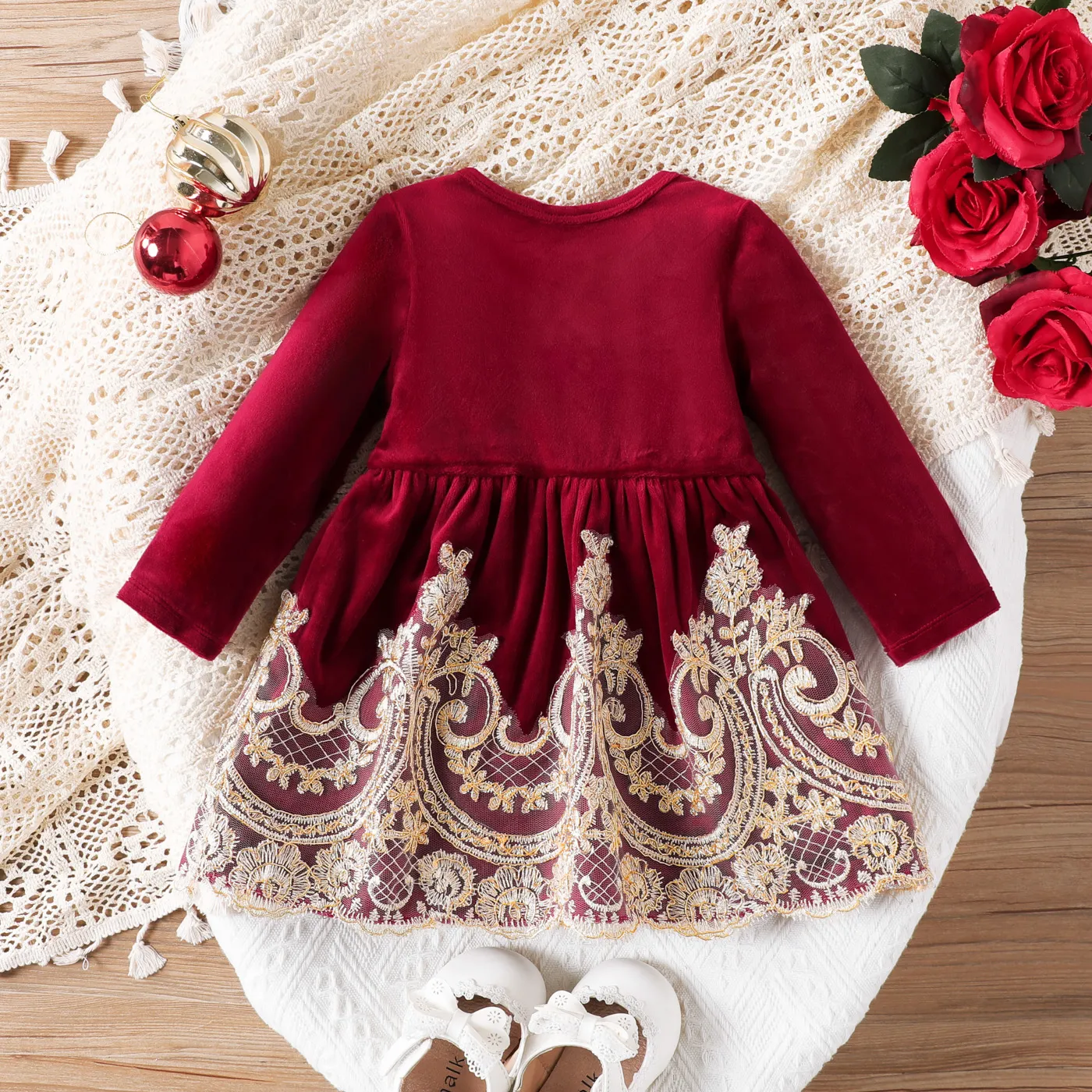 Sweet Baby Girl Floral  Dress  Burgundy image 2