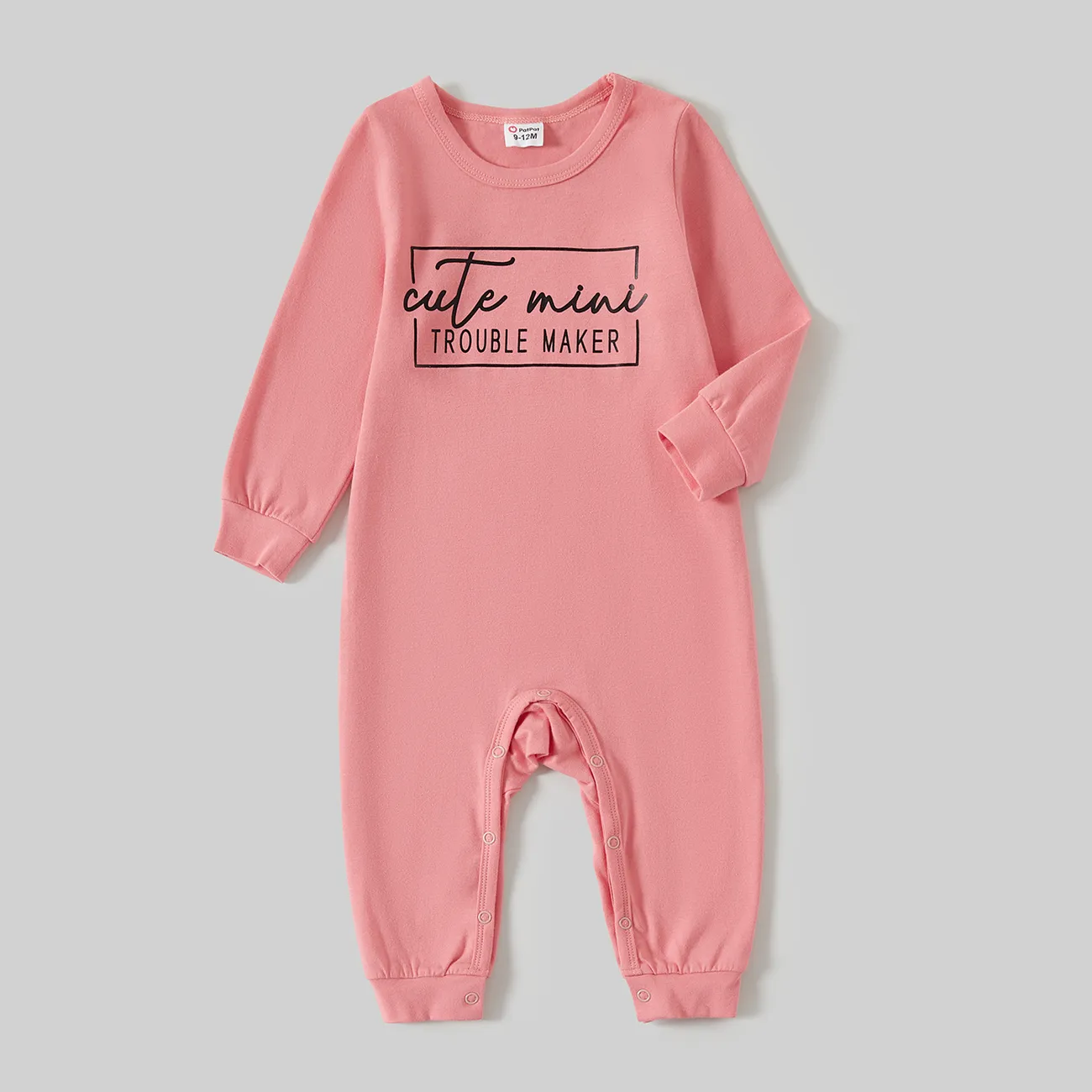 Family Matching Letters Print Cotton Long Sleeve Tops Color block big image 1