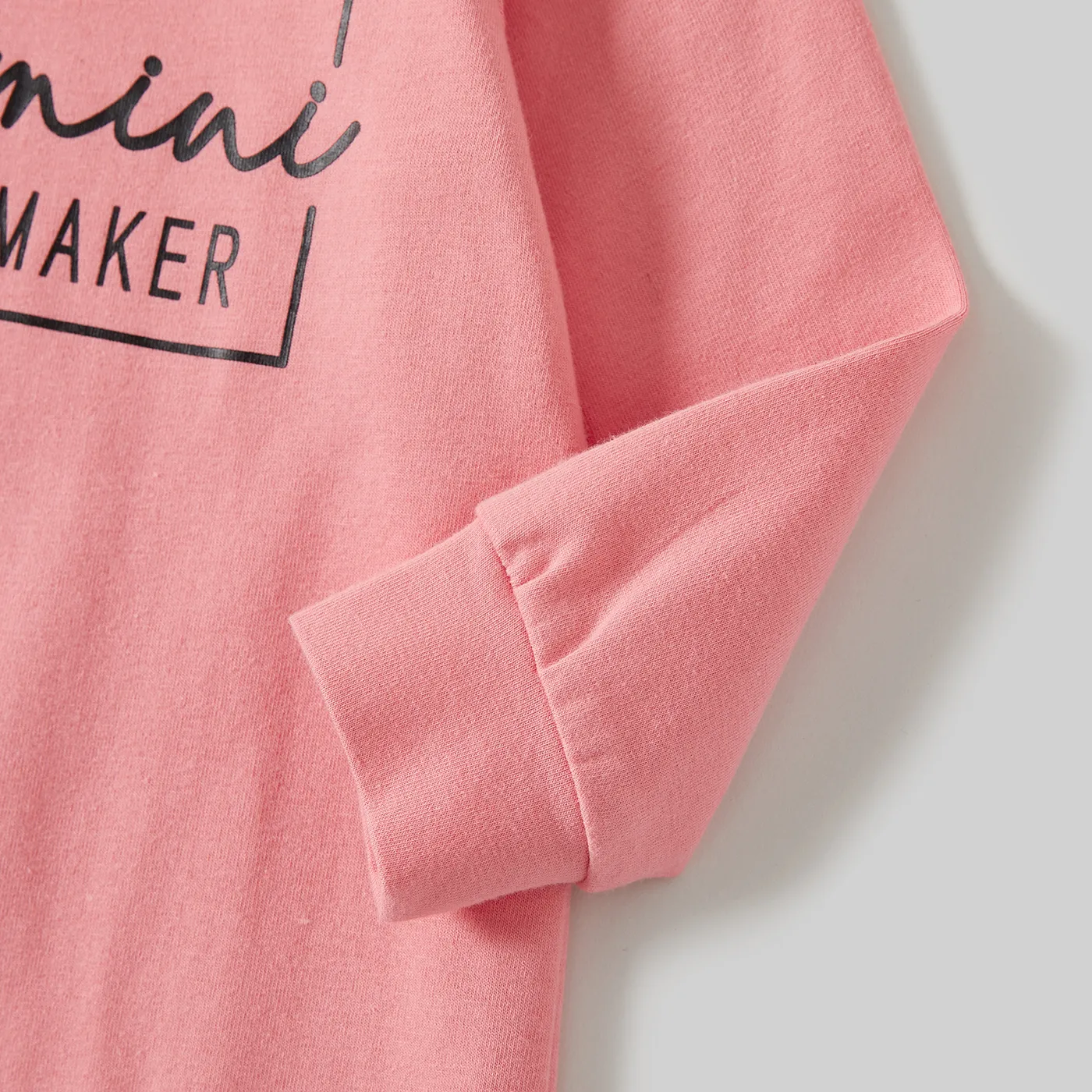 Family Matching Letters Print Cotton Long Sleeve Tops Color block image 5