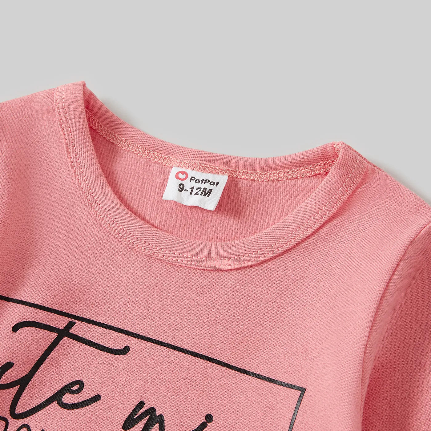 Family Matching Letters Print Cotton Long Sleeve Tops Color block image 3