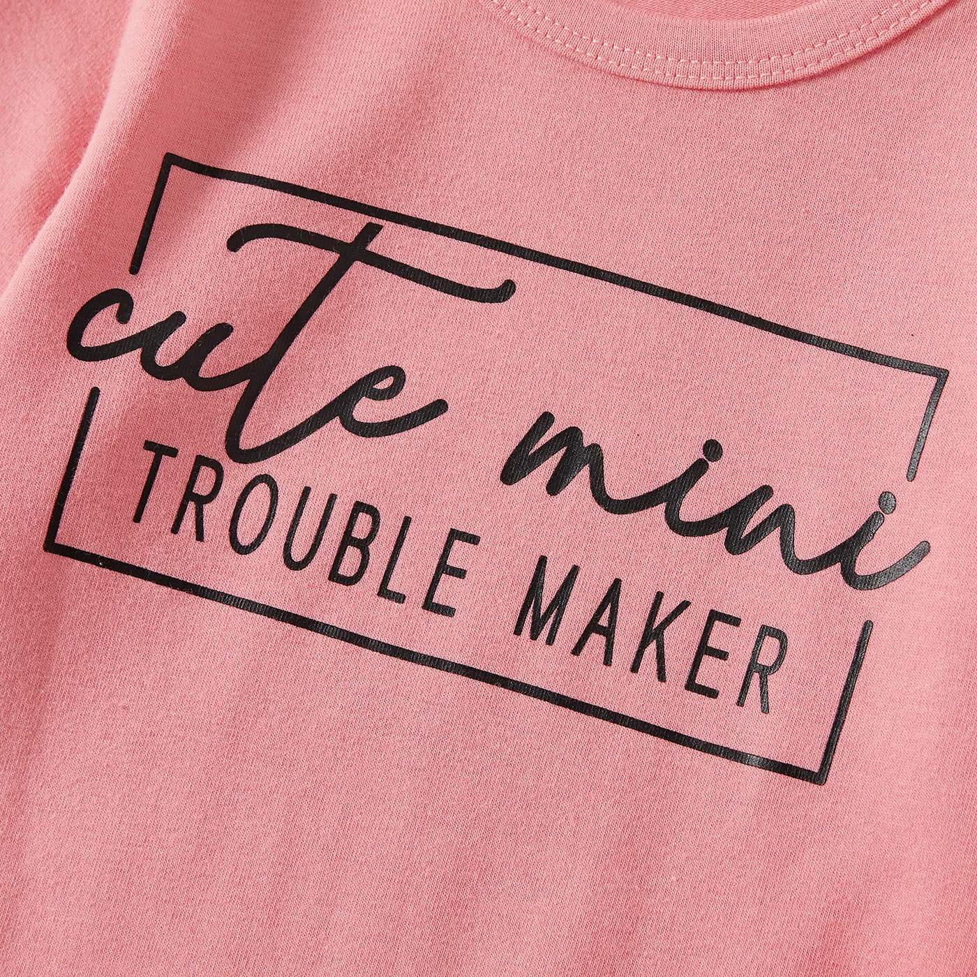 Family Matching Letters Print Cotton Long Sleeve Tops Color block image 4