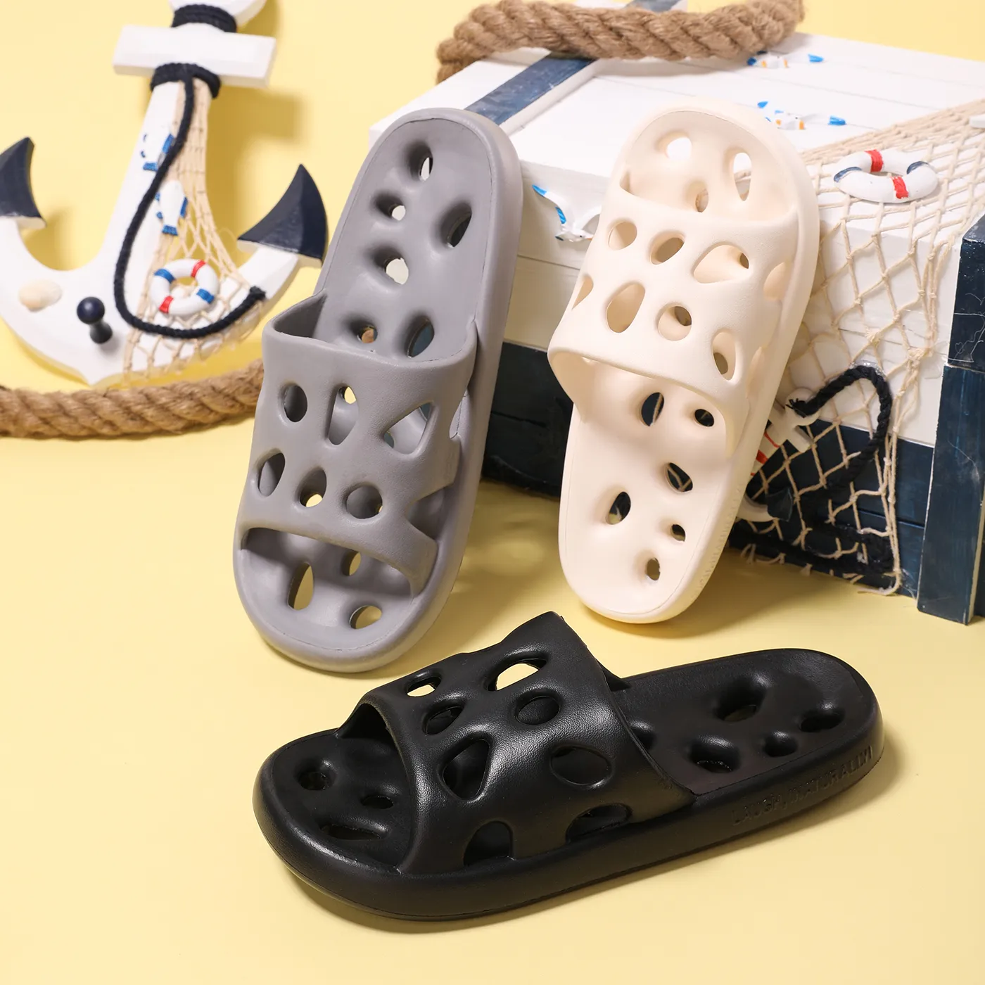Shower Slippers Hollow Out Quick Drying Non-Slip Bathroom EVA Slides