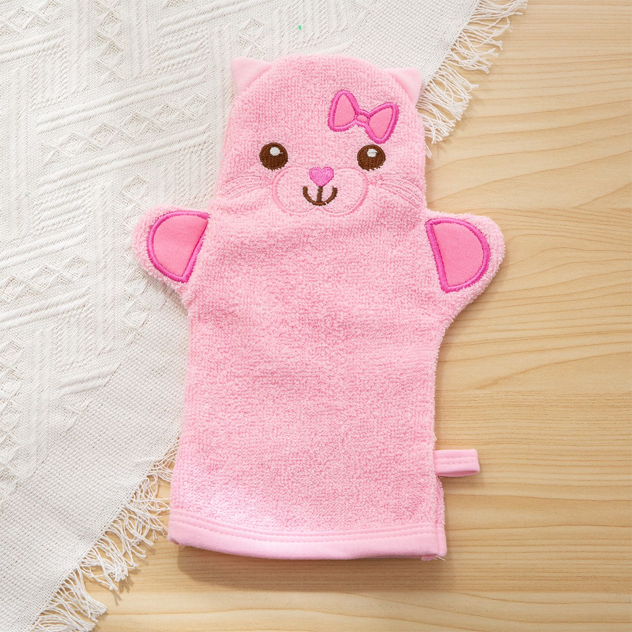 Animal Pattern Cat Baby Bath Cotton Wipes - Unisex, 90% Cotton, 1 Piece