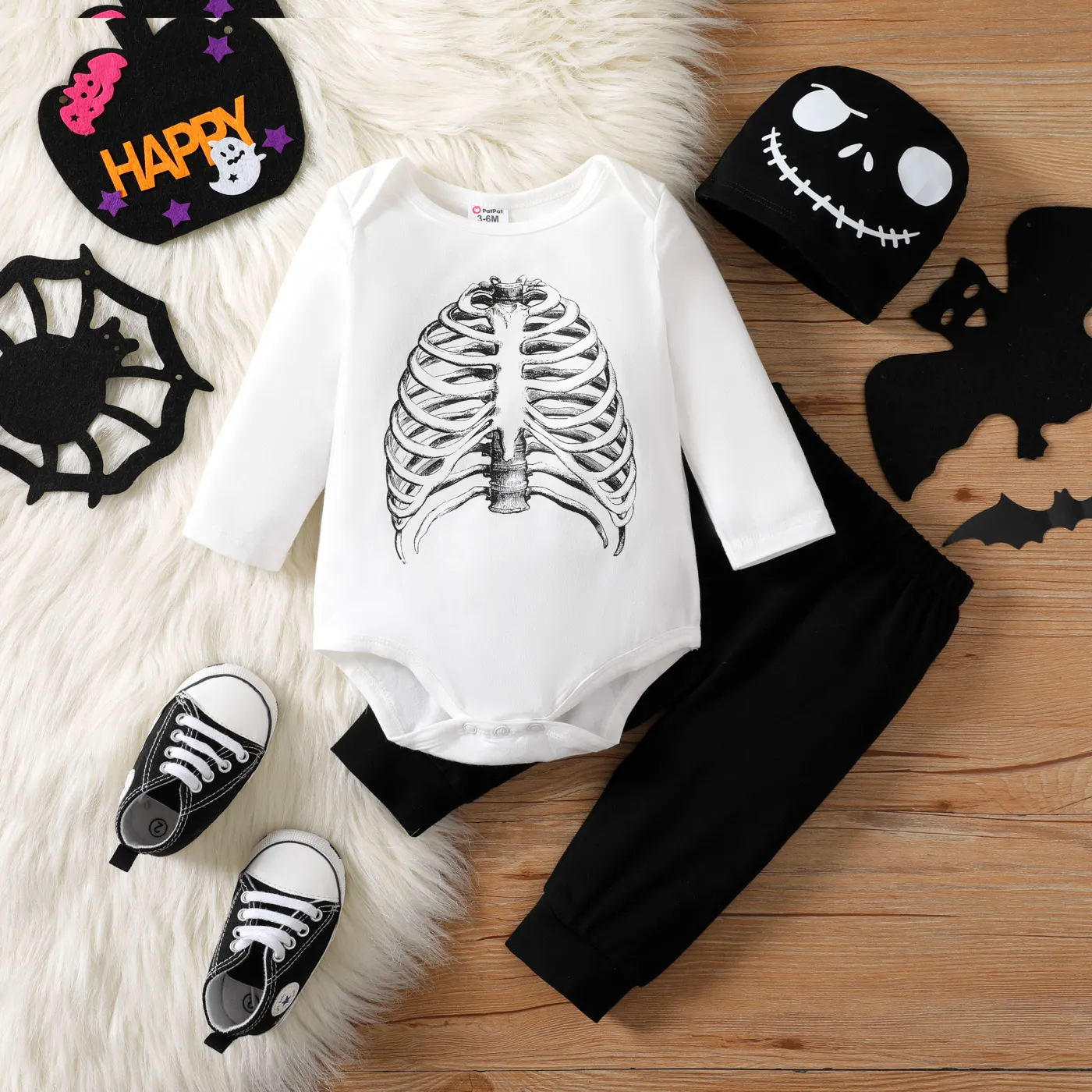 Halloween Cotton 3pcs Set for Boys - Childlike Style White