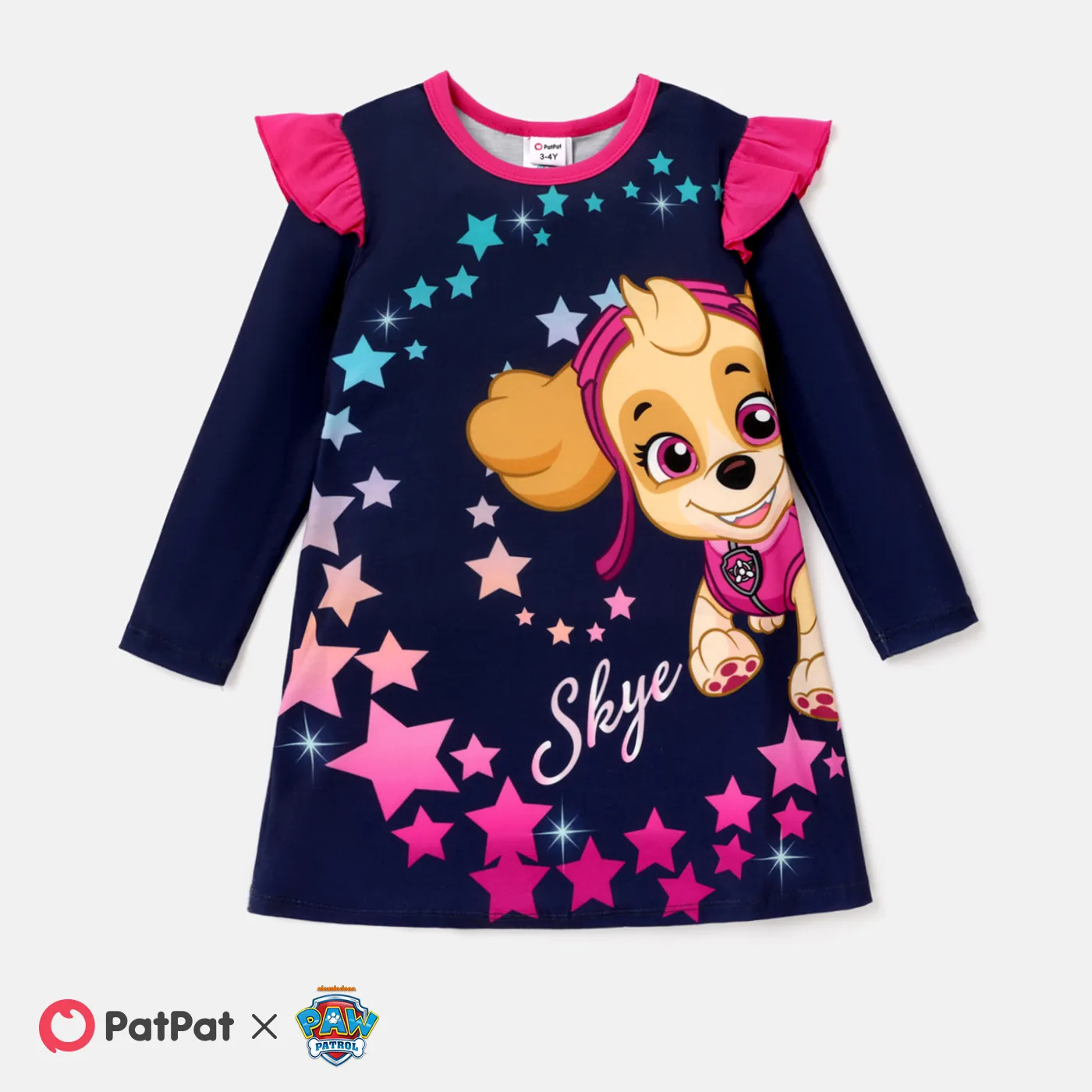 PAW Patrol Toddler Girl Flounce Star Graphic Print Dress Dark Blue