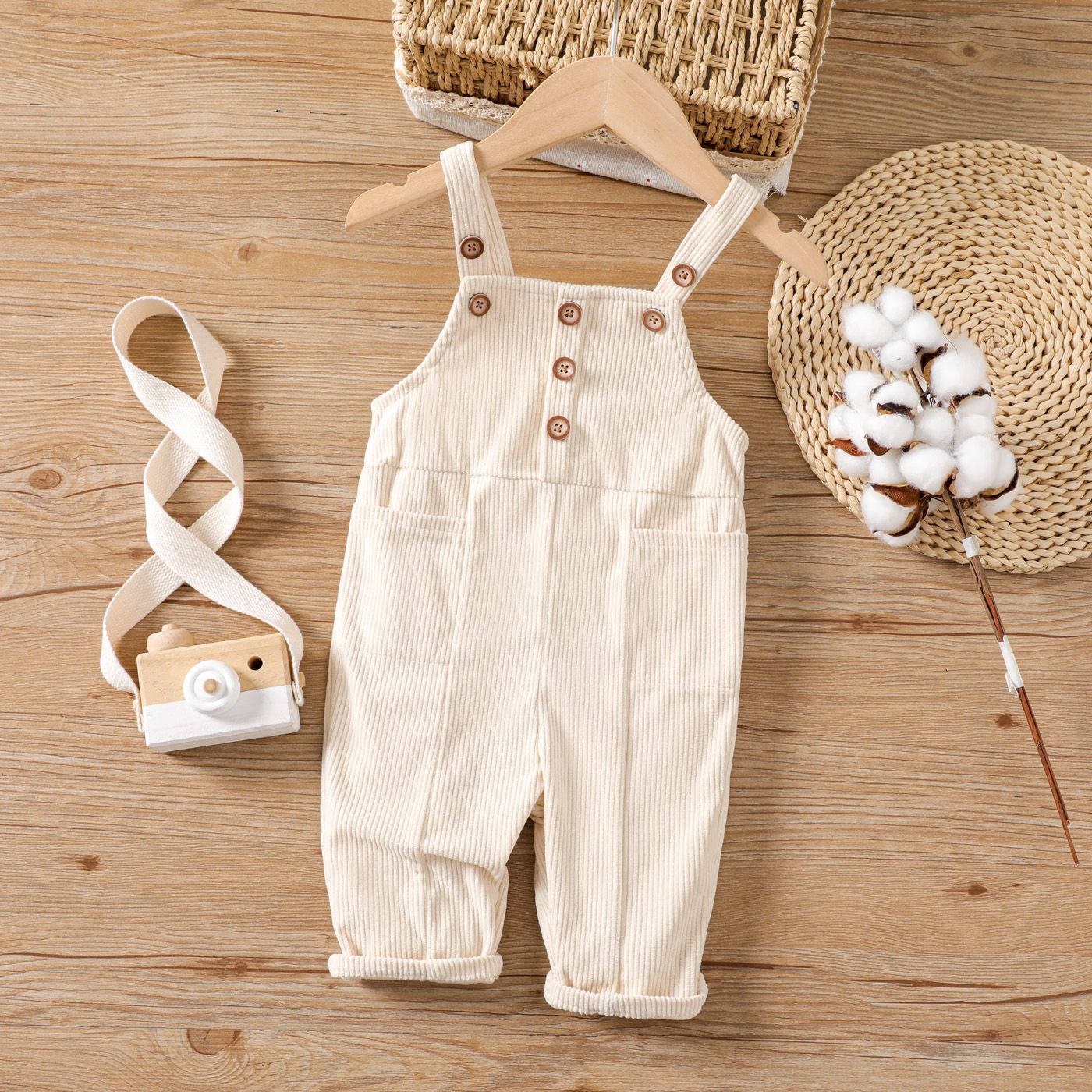 Baby/Toddler Boy Solid Color Casual Overalls With Hanging Strap