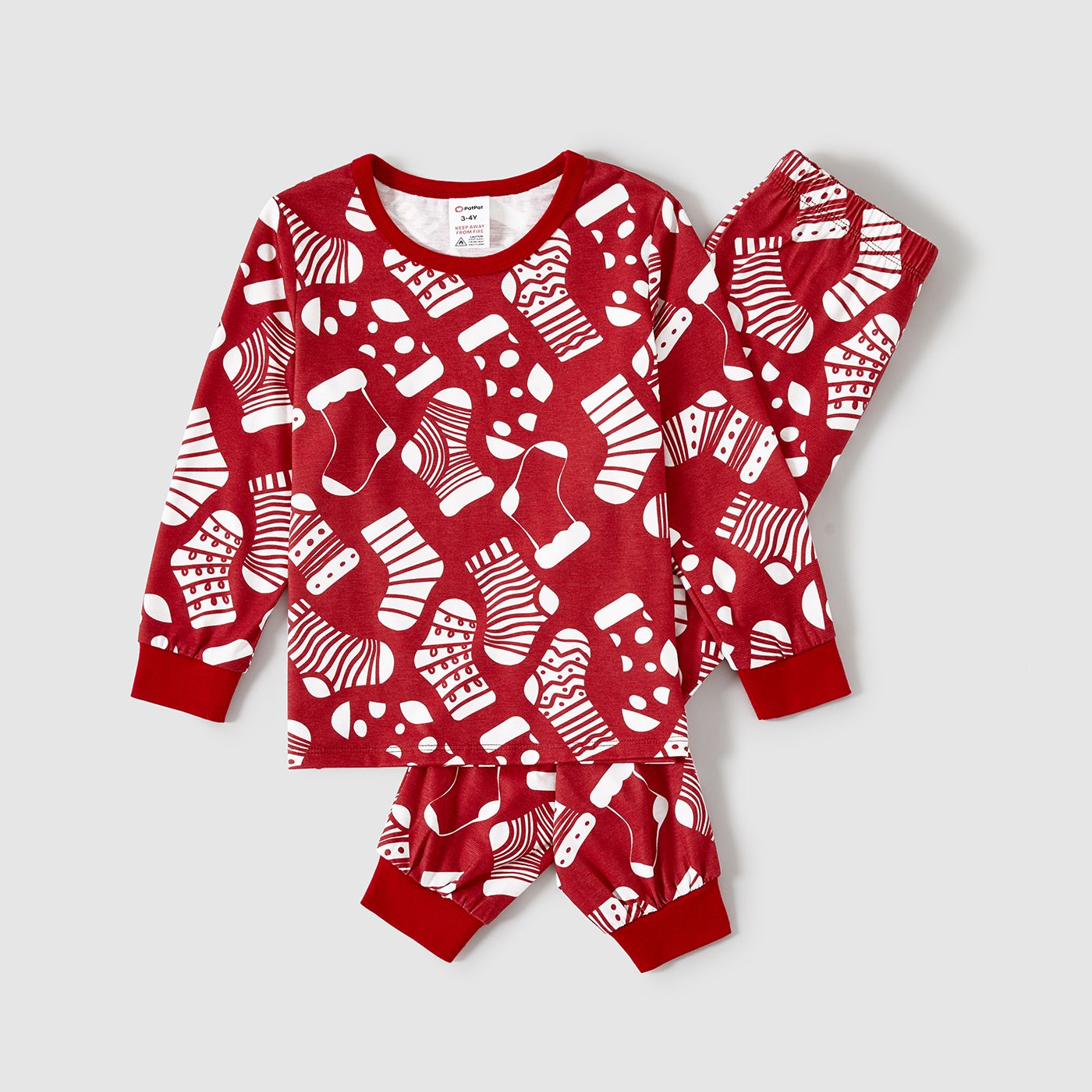 

Christmas Socks Allover Print Family Matching Red Naia™ Pajamas Sets (Flame Resistant)