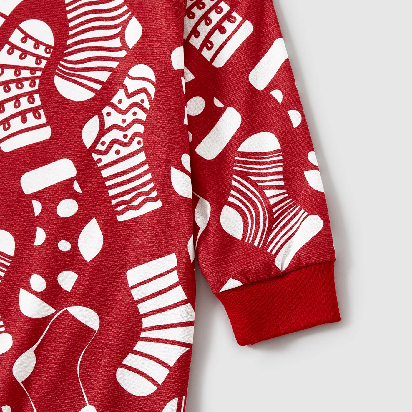 Christmas Socks Allover Print Family Matching Red Naia™ Pajamas Sets (Flame Resistant)  image 2