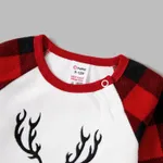 Christmas Reindeer Print Plaid Long-sleeve Family Matching Fleece Pajamas Sets (Flame Resistant) Red image 4